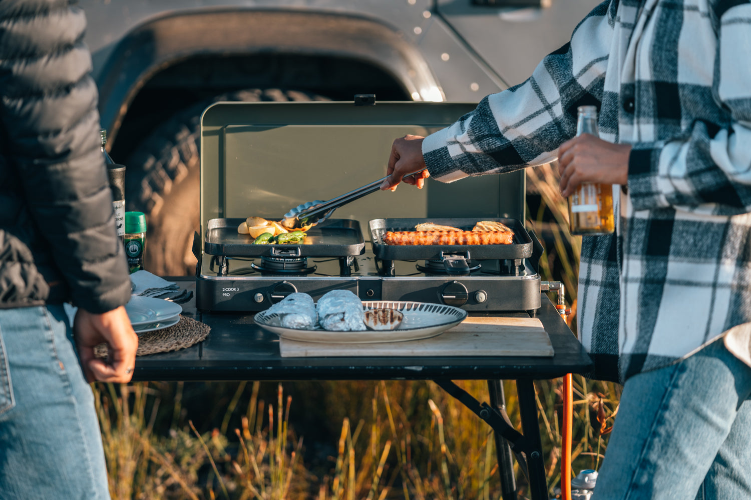 Campingkoker 2-Cook 3 Pro Deluxe 2 brennere 50 mbar - CADAC med sammenleggbar funksjon