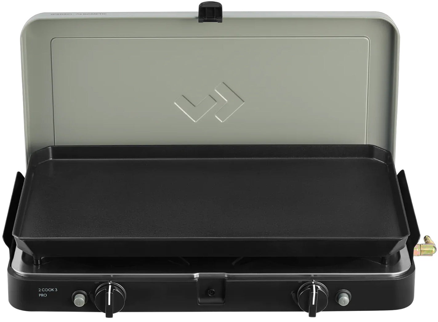 Campingkoker 2-Cook 3 Pro Plancha 2 brennere 50 mbar - CADAC bakside