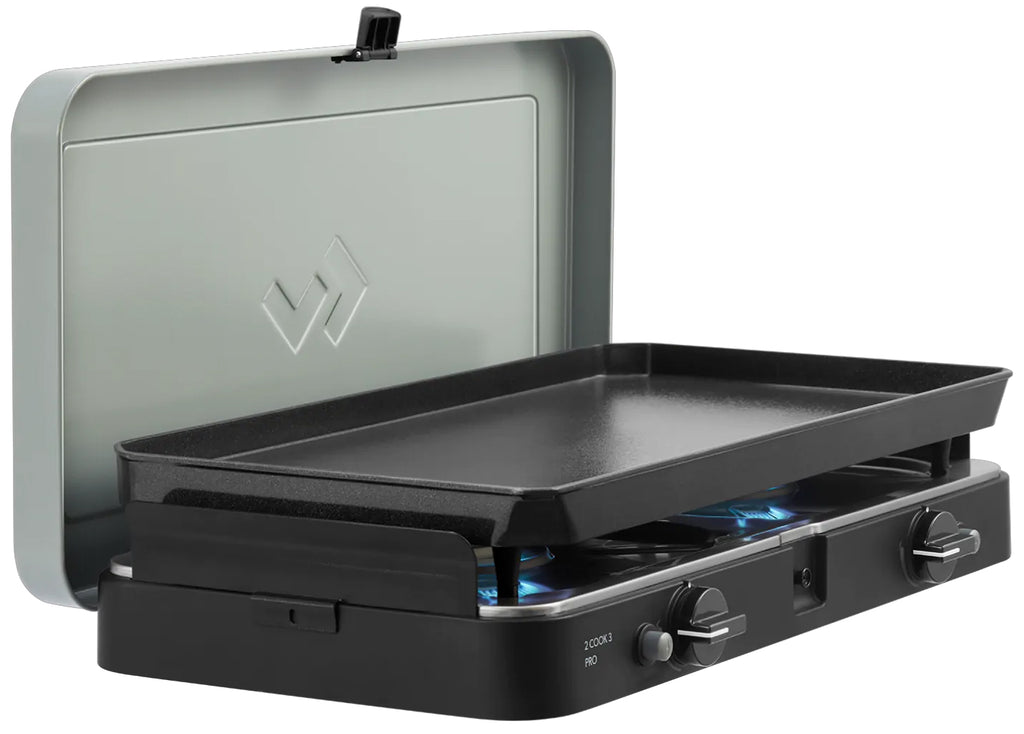 Campingkoker 2-Cook 3 Pro Plancha 2 brennere 50 mbar - CADAC detalj av brennere