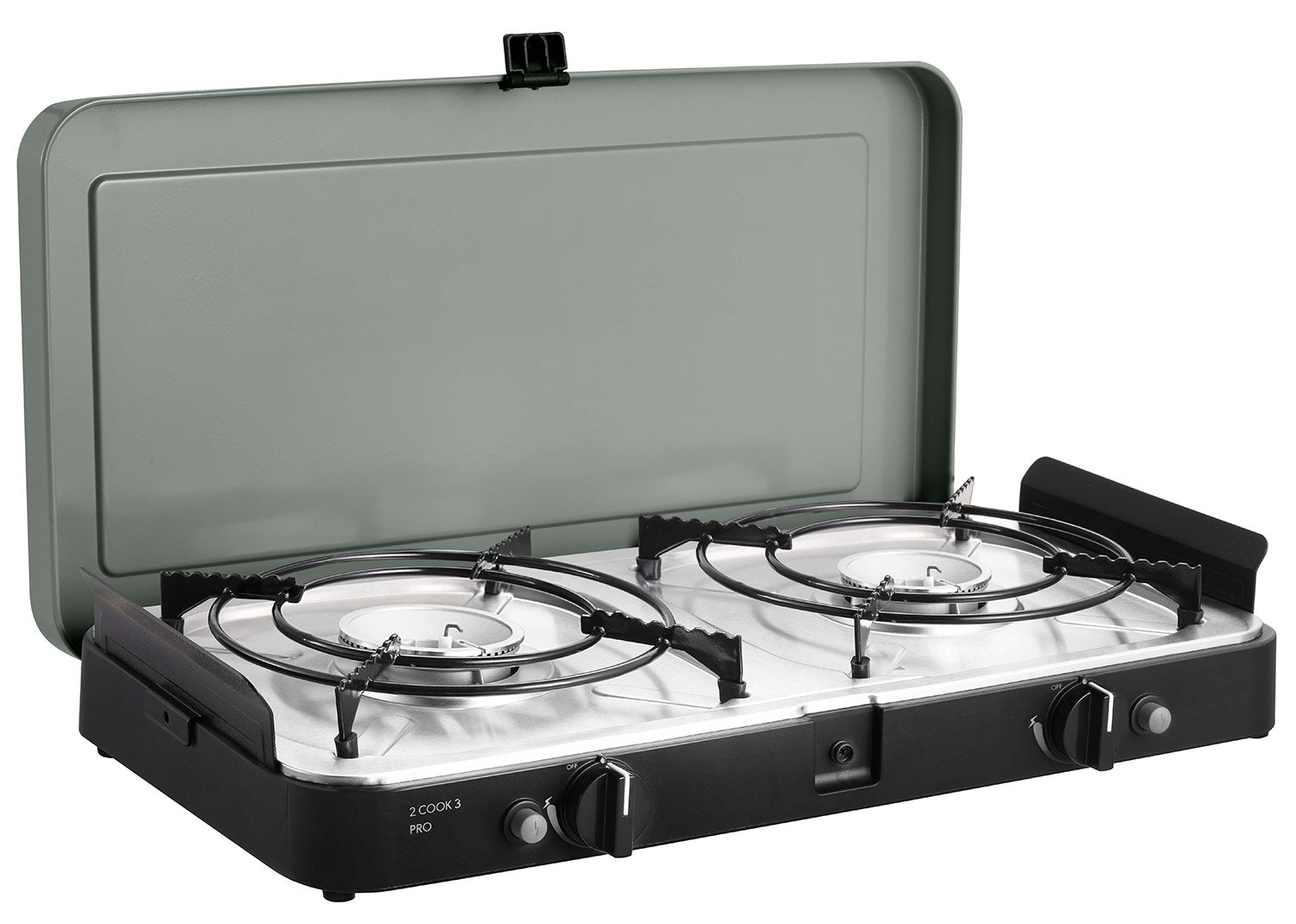 Campingkoker 2-Cook 3 Pro Plancha 2 brennere 50 mbar - CADAC montert med plancha
