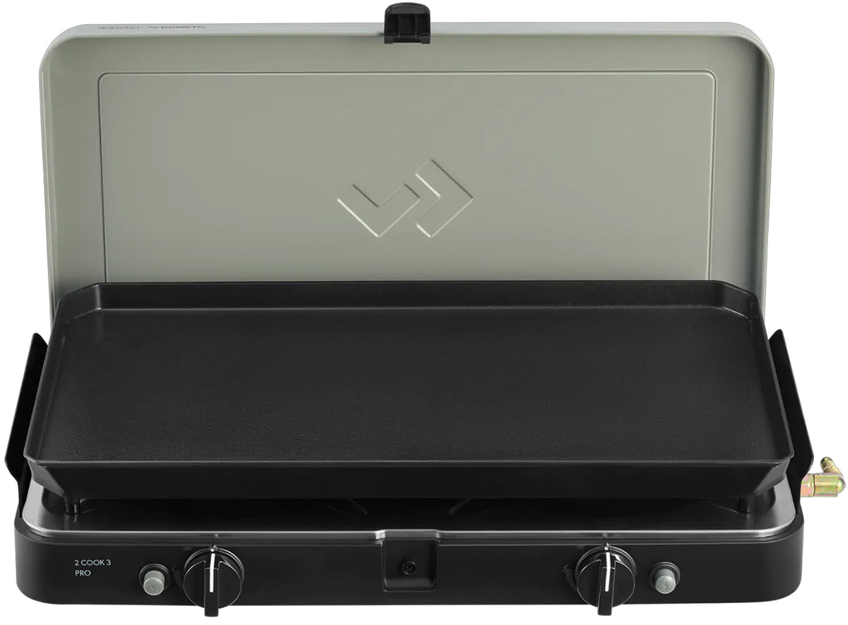 Campingkoker 2-Cook 3 Pro Plancha 2 brennere 30 mbar - CADAC bakside
