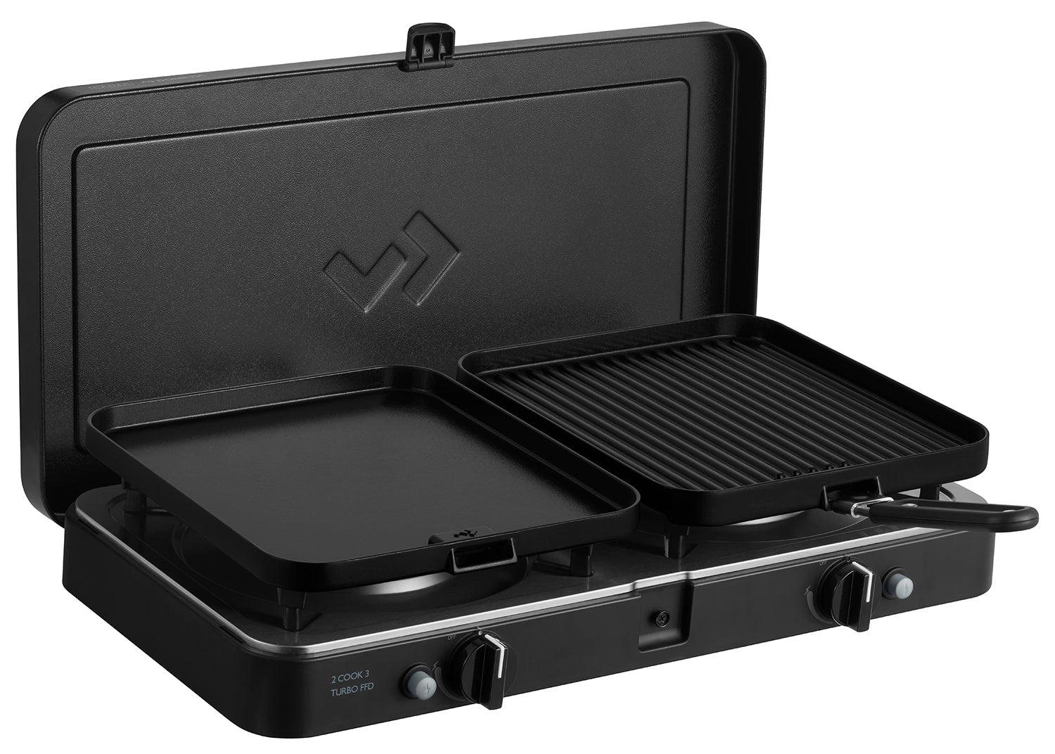 Campingkoker 2-Cook 3 Turbo FFD Deluxe 2 brennere 30 mbar forfra