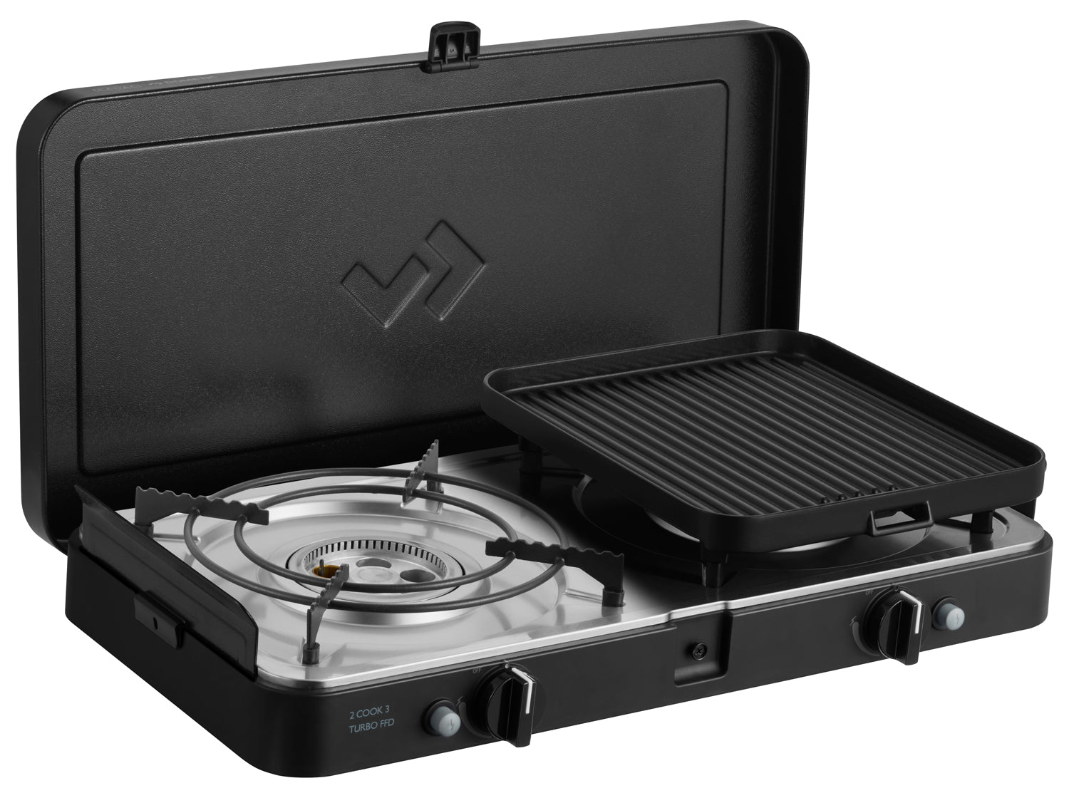 Campingkoker 2-Cook 3 Turbo FFD Deluxe 2 brennere 30 mbar med vindbeskyttelse