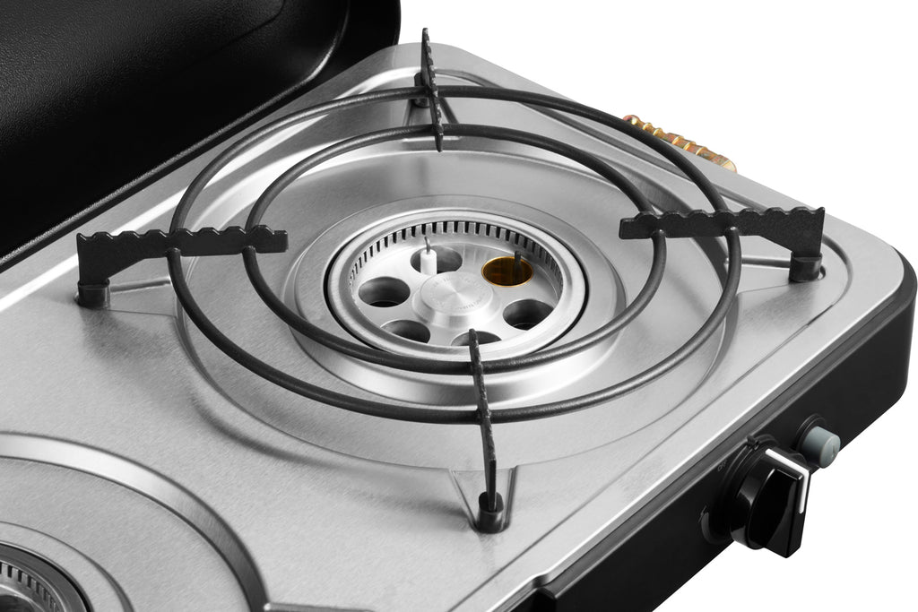 Campingkoker 2-Cook 3 Turbo FFD Deluxe 2 brennere 50 mbar sideprofil