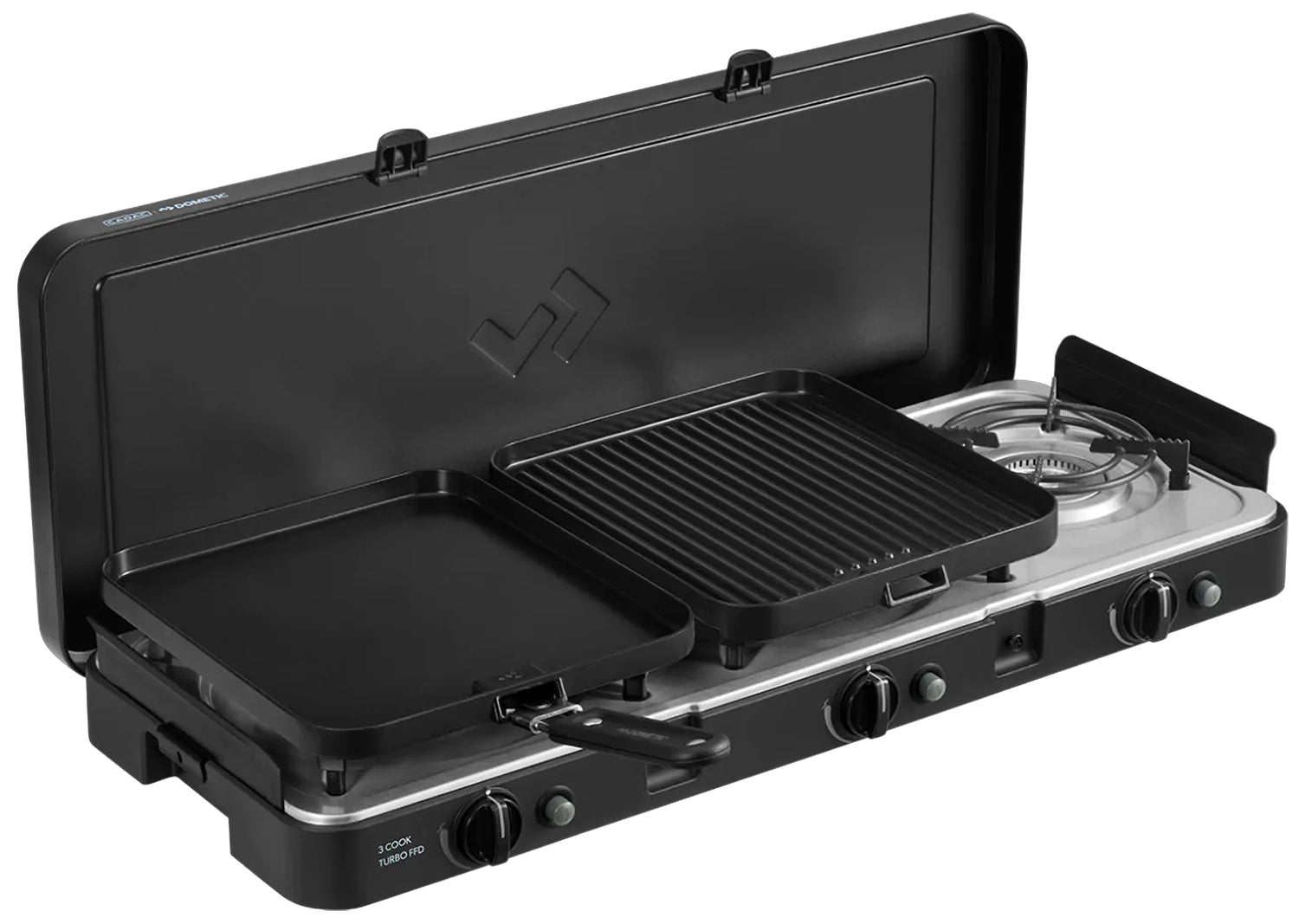Campingkoker 3-Cook Turbo FFD Deluxe 3 brennere 50 mbar - CADAC forfra