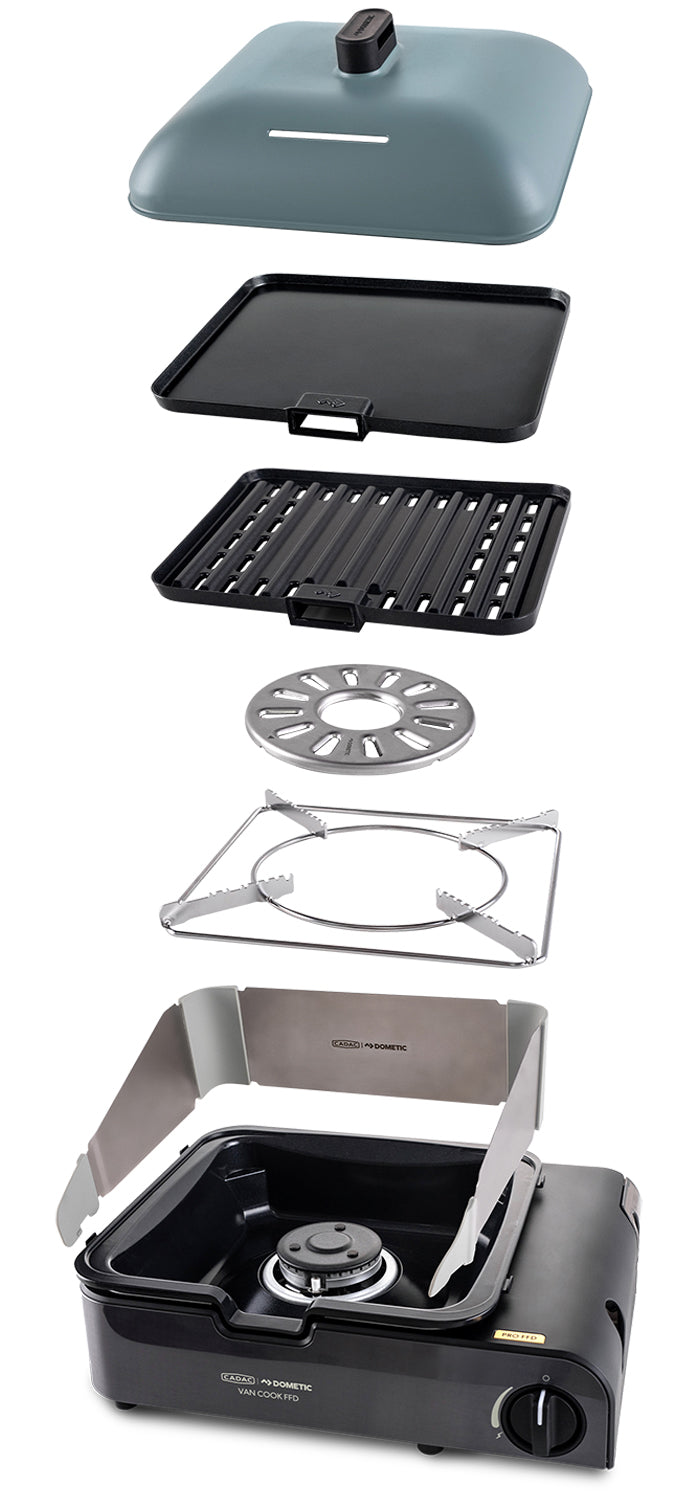 Campingkoker Van Cook FFD Deluxe 1 brenner - CADAC forfra