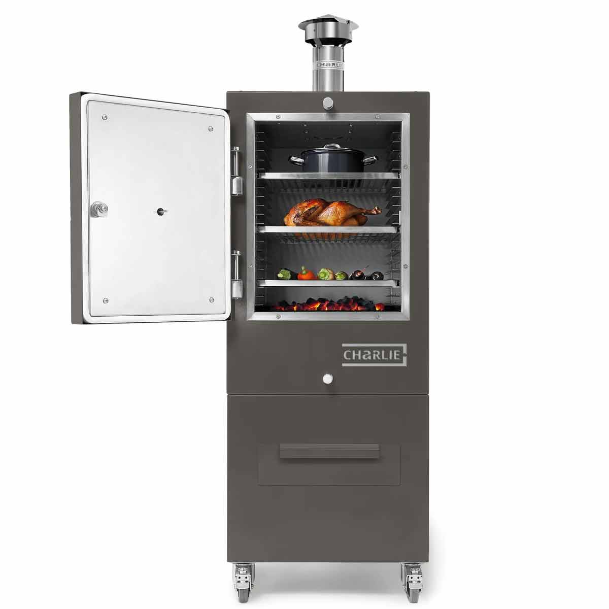 Charlie Oven kullovn med 9 ristnivåer rustfritt stål bakside