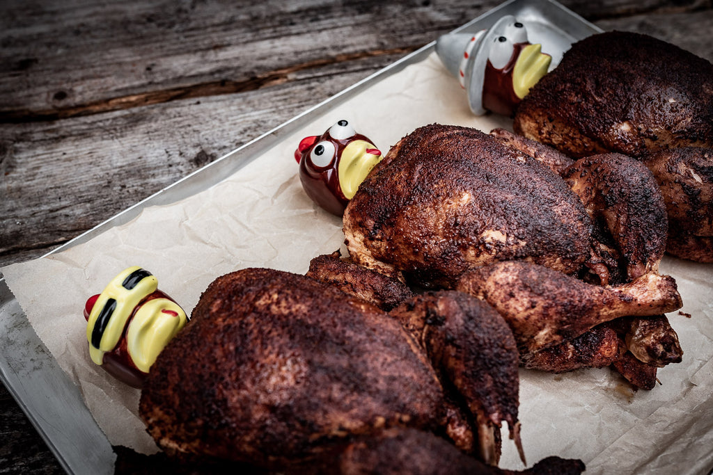 Nærbilde av Chicken Head Rocko kyllingholder porselen Grillfürst