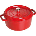 Cocotte 24 cm rund kirsebærrød støpejern - Staub forfra