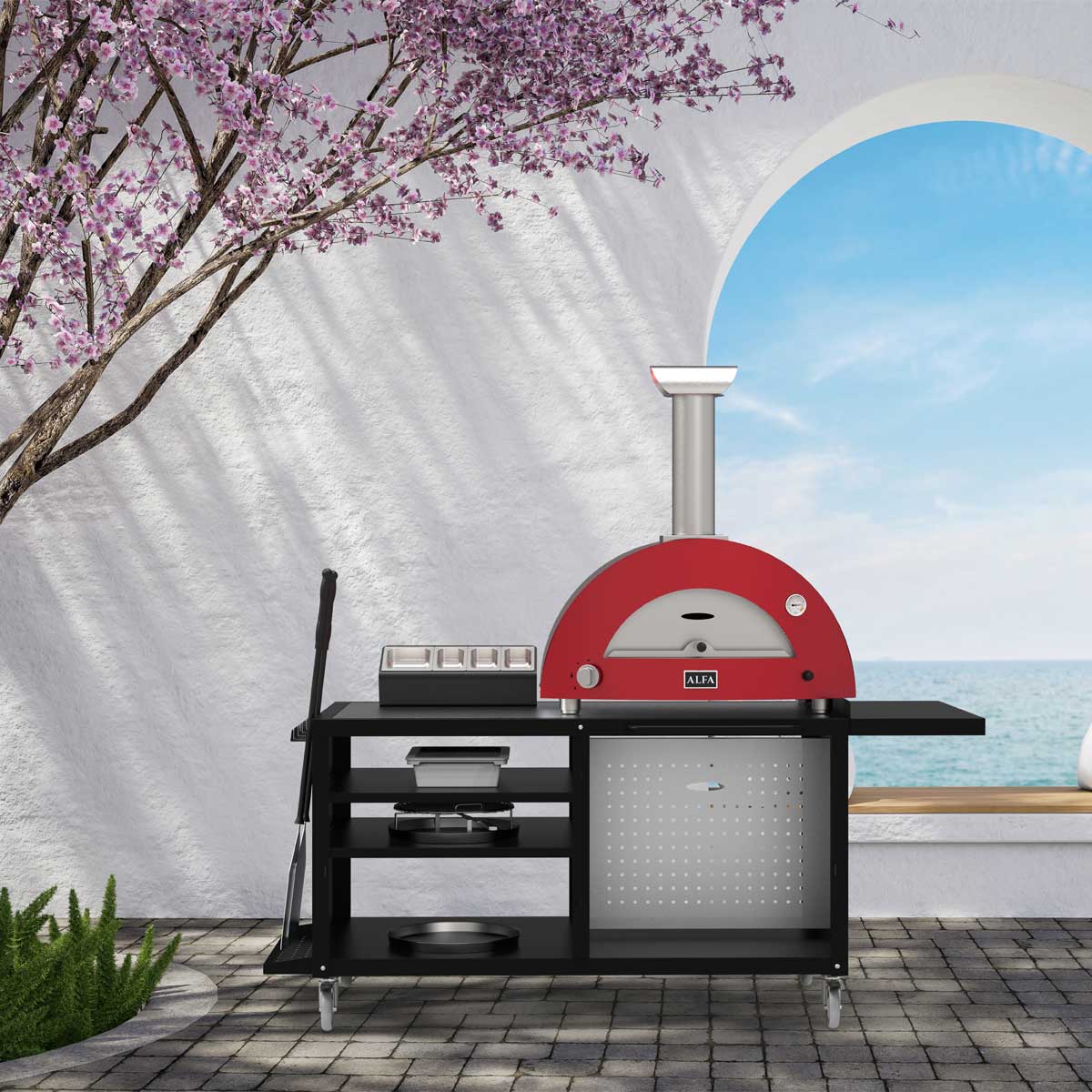 Cooking Station 160 rustfritt stål arbeidsplate bakside