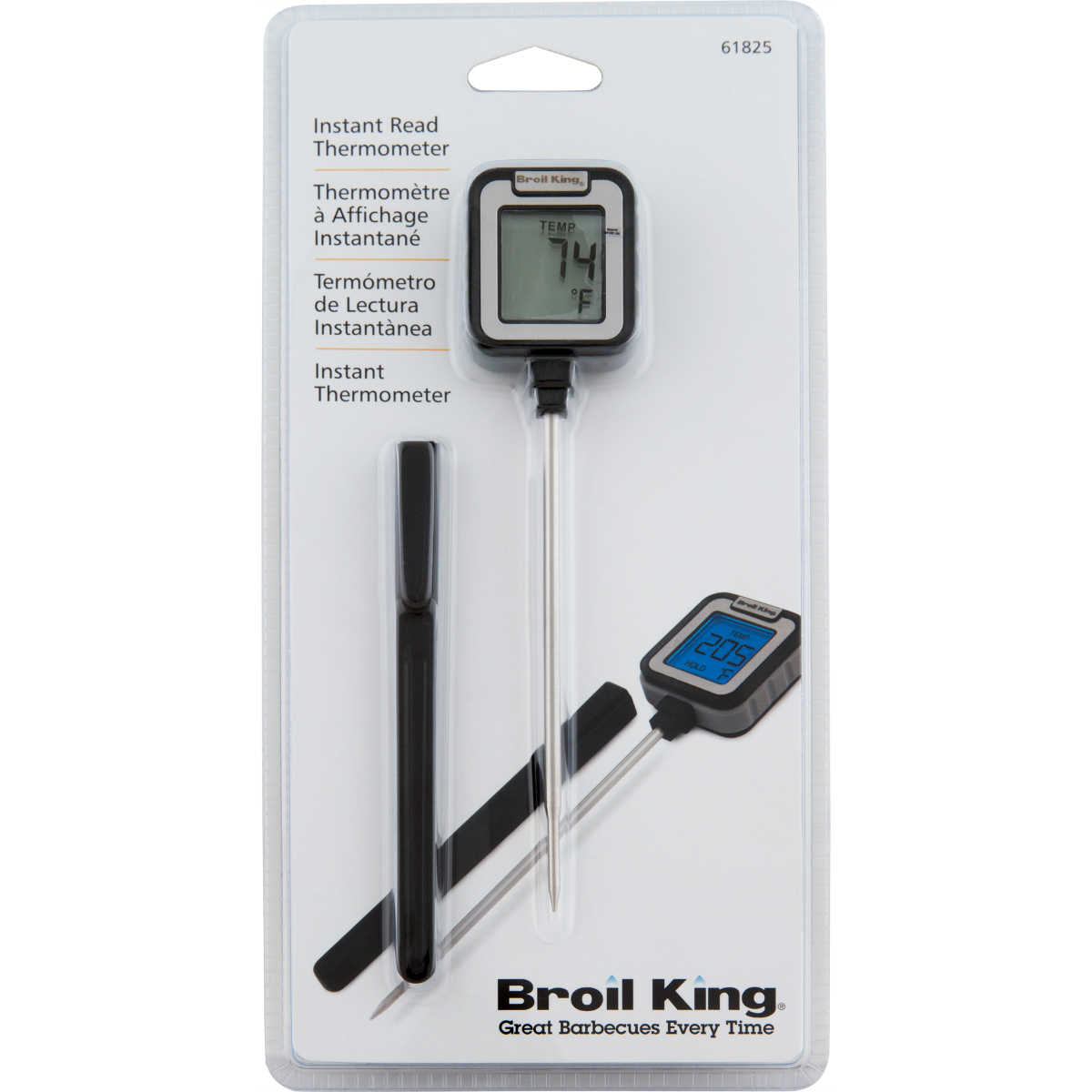 Nærbilde av digital skjerm på Digitalt steketermometer Instant med sonde Broil King