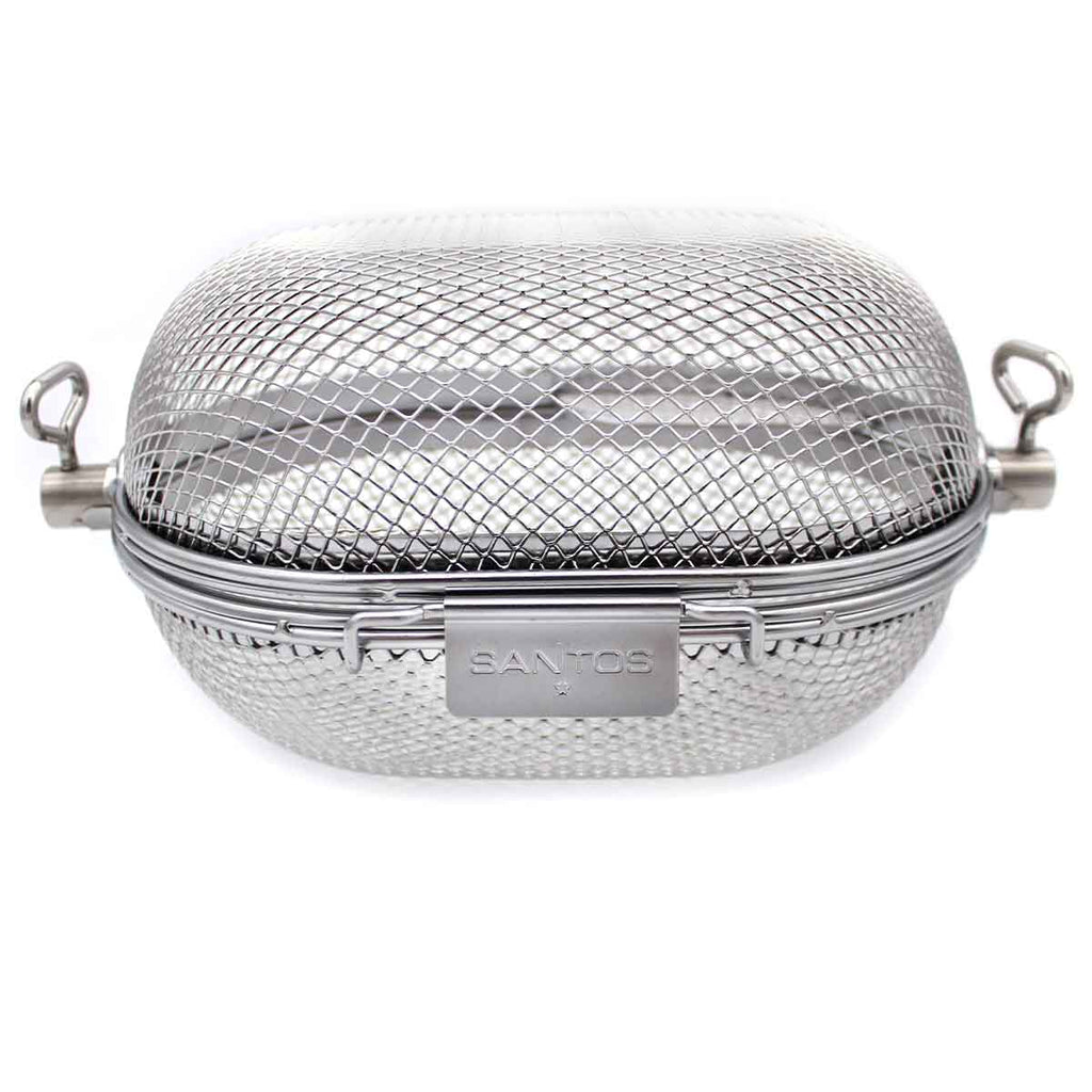 Dreiespidd grillkurv XS rustfritt stål for smale griller - SANTOS forfra