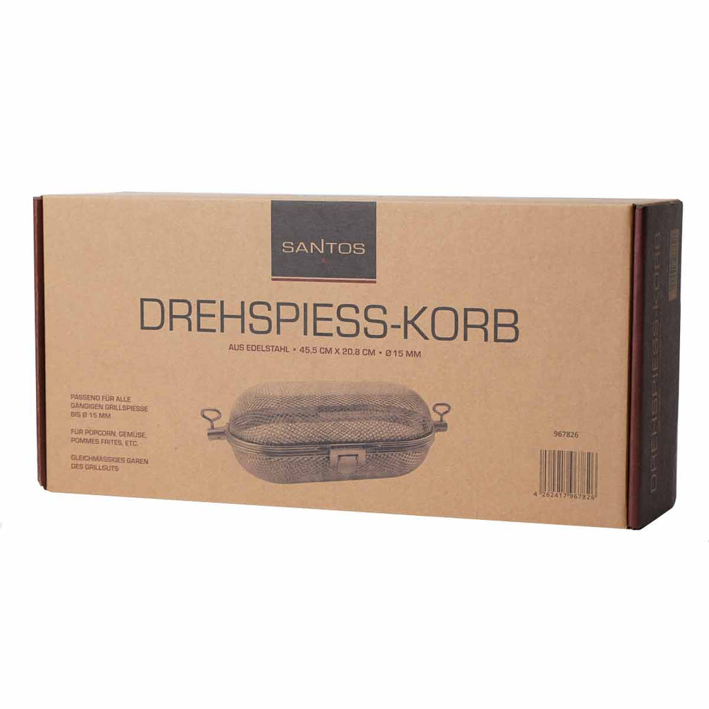 Dreiespidd-kurv rustfritt stål for rotisserie - SANTOS med spennelås