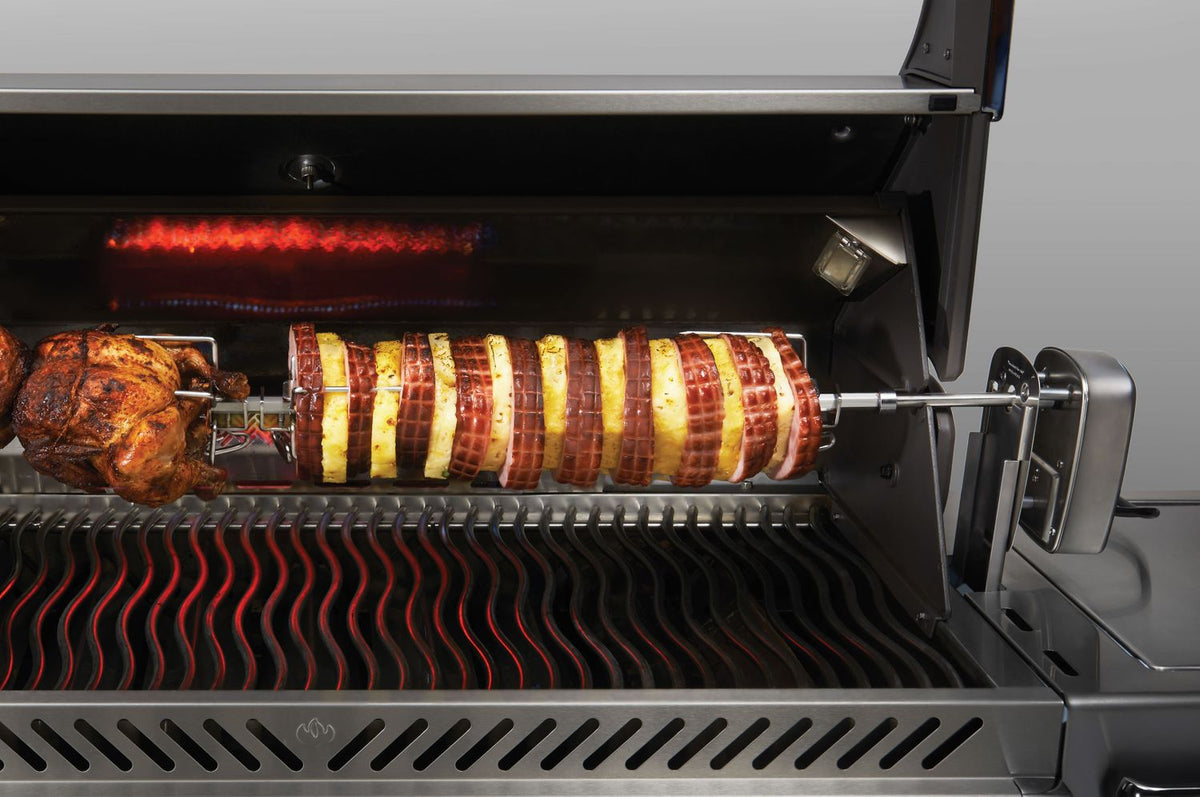 Detalj av motor og spidd på Dreiespidd for LEX605 LEX730 PRO605 trekull rustfritt stål