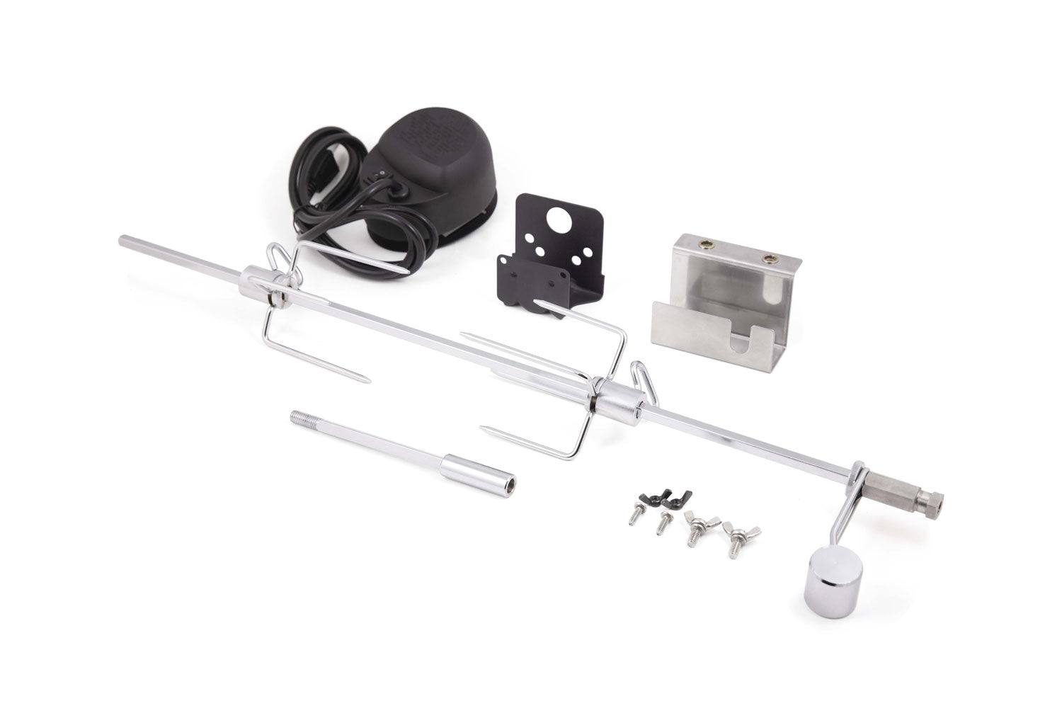 Dreiespidd-sett med elektromotor for pelletsgrill - Broil King forfra
