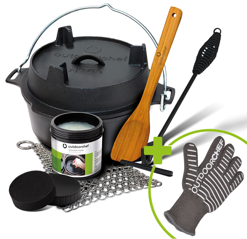 Dutch oven 04 startsett 3,8 liter støpejern - Outdoorchef forfra
