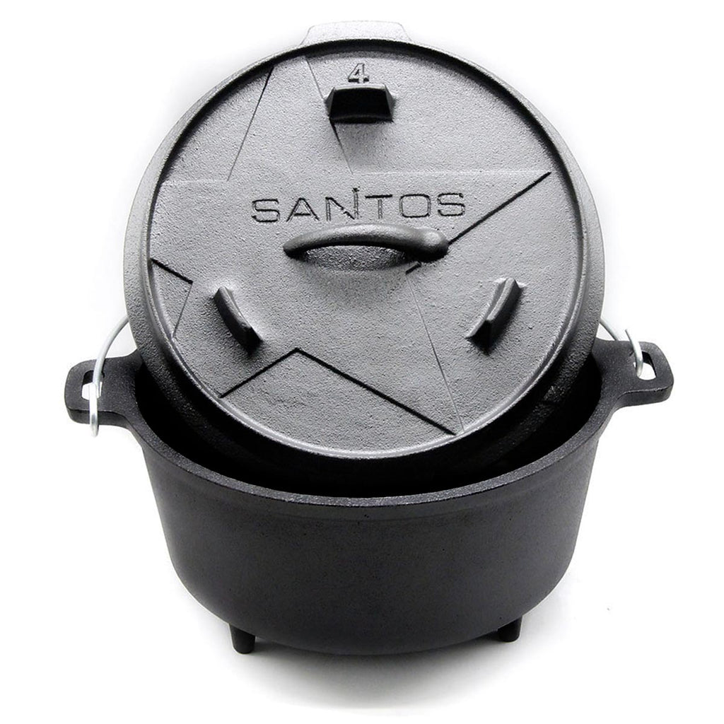 Dutch oven 4,5 qt med føtter støpejern 3,7 liter forfra