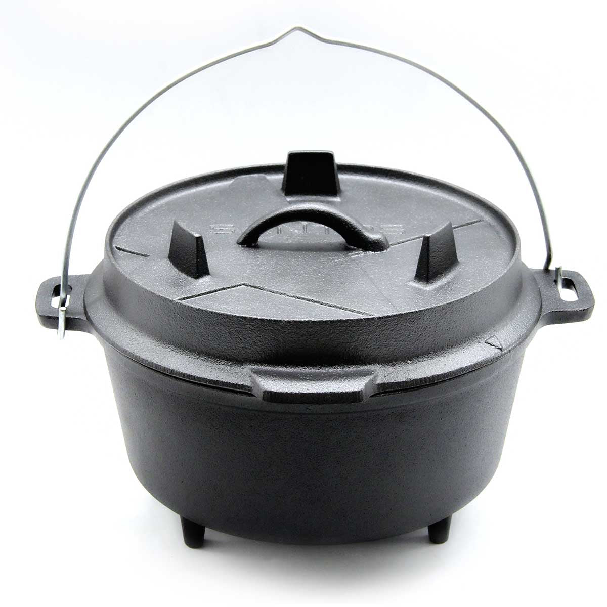 Dutch oven 4,5 qt med føtter støpejern 3,7 liter detalj