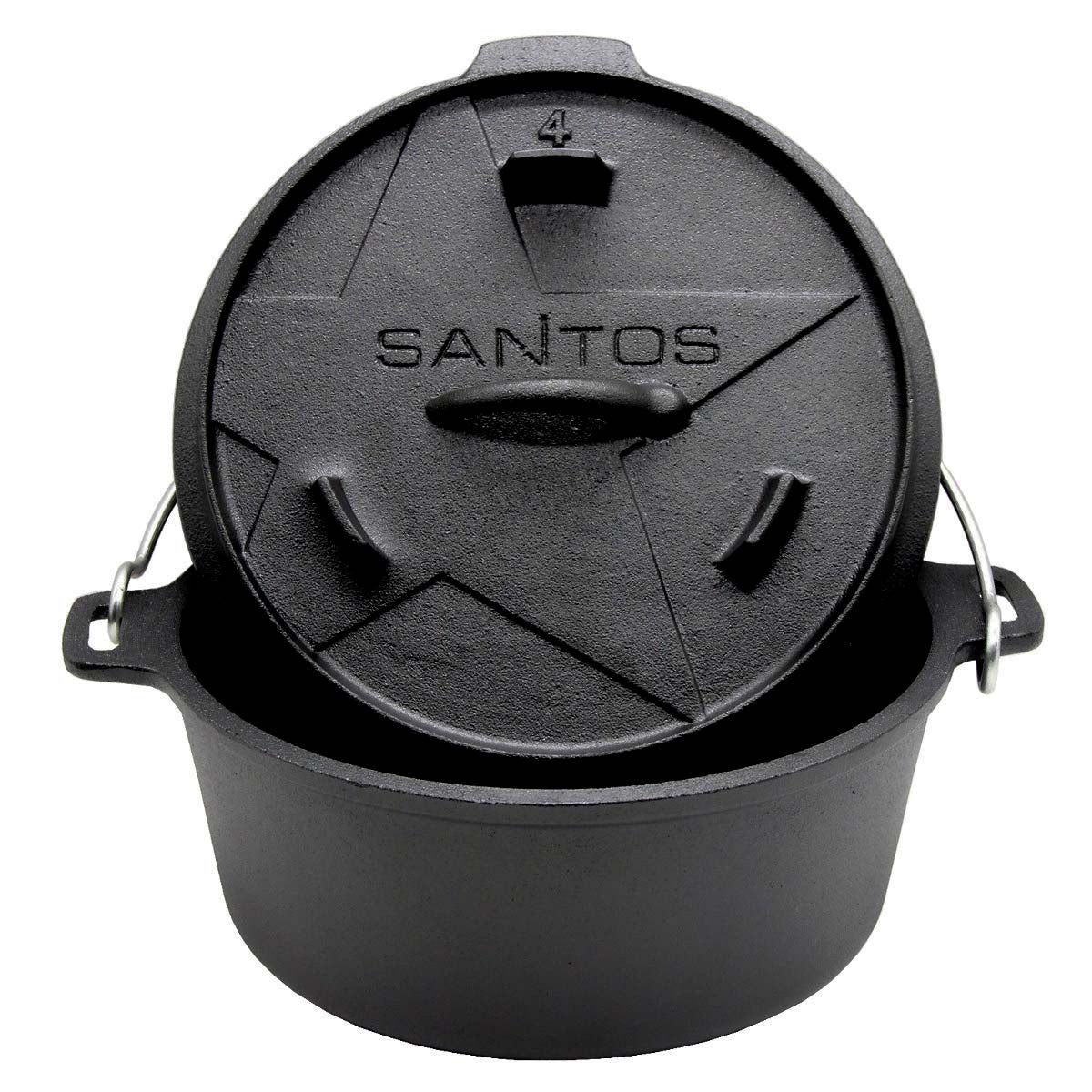 Dutch oven 4,5 qt uten føtter støpejern forfra SANTOS