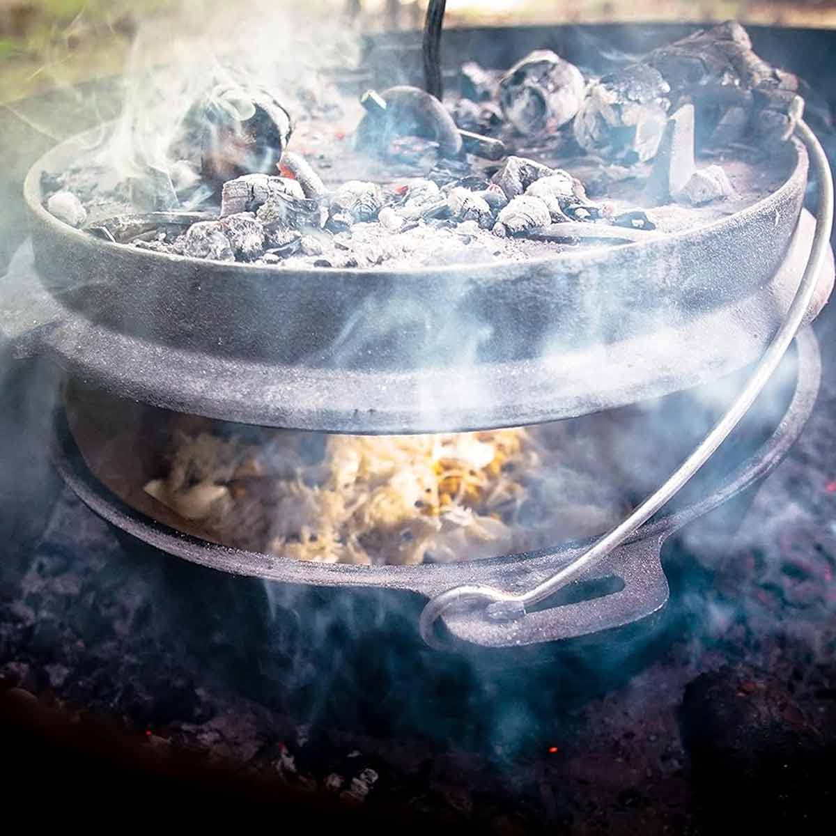 Dutch oven 6 qt 5,5 l med trefot støpejern lokk som stekepanne