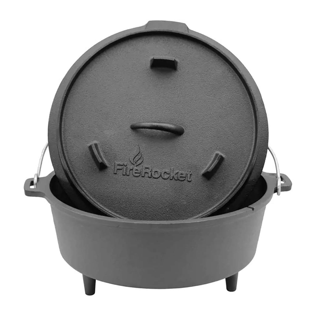 Dutch oven 6 qt 5,5 l med trefot støpejern med termometeråpning