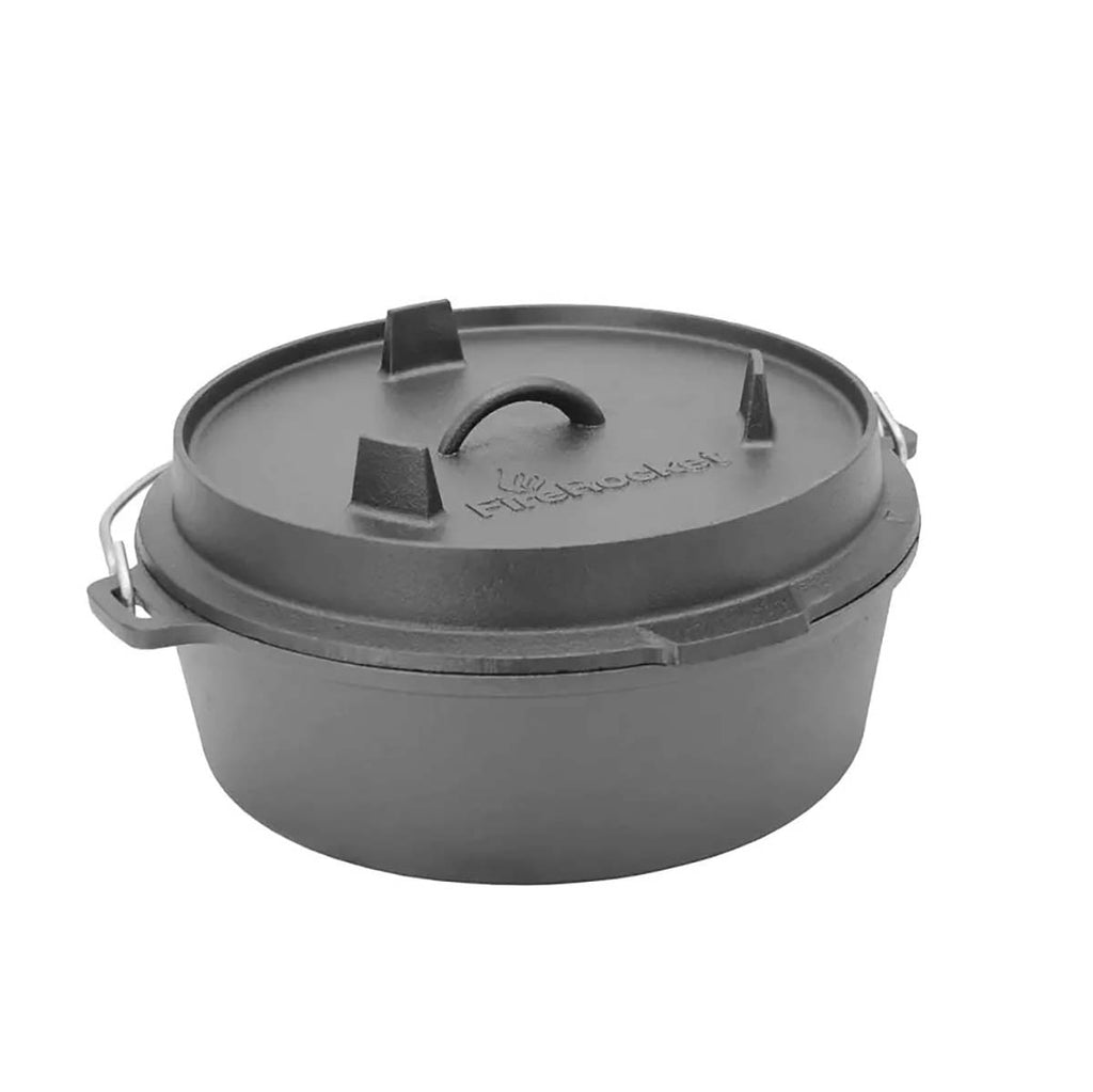 Dutch oven 6 qt 5,5 l støpejern uten føtter - FireRocket foran