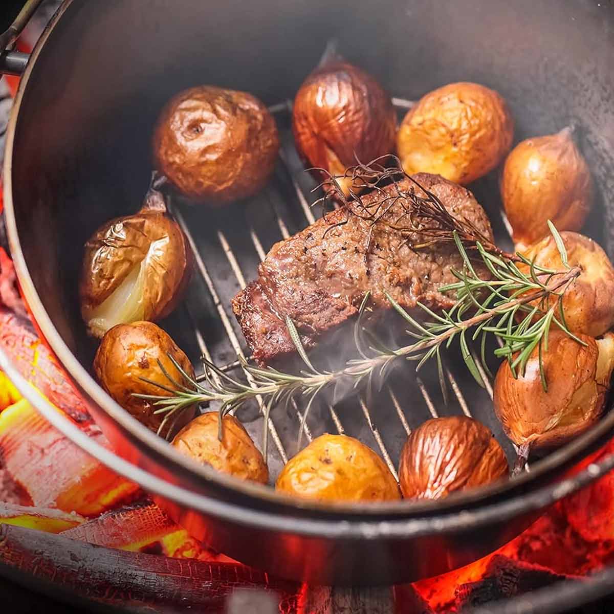 Dutch oven 6 qt 5,5 l støpejern uten føtter - FireRocket komplett sett