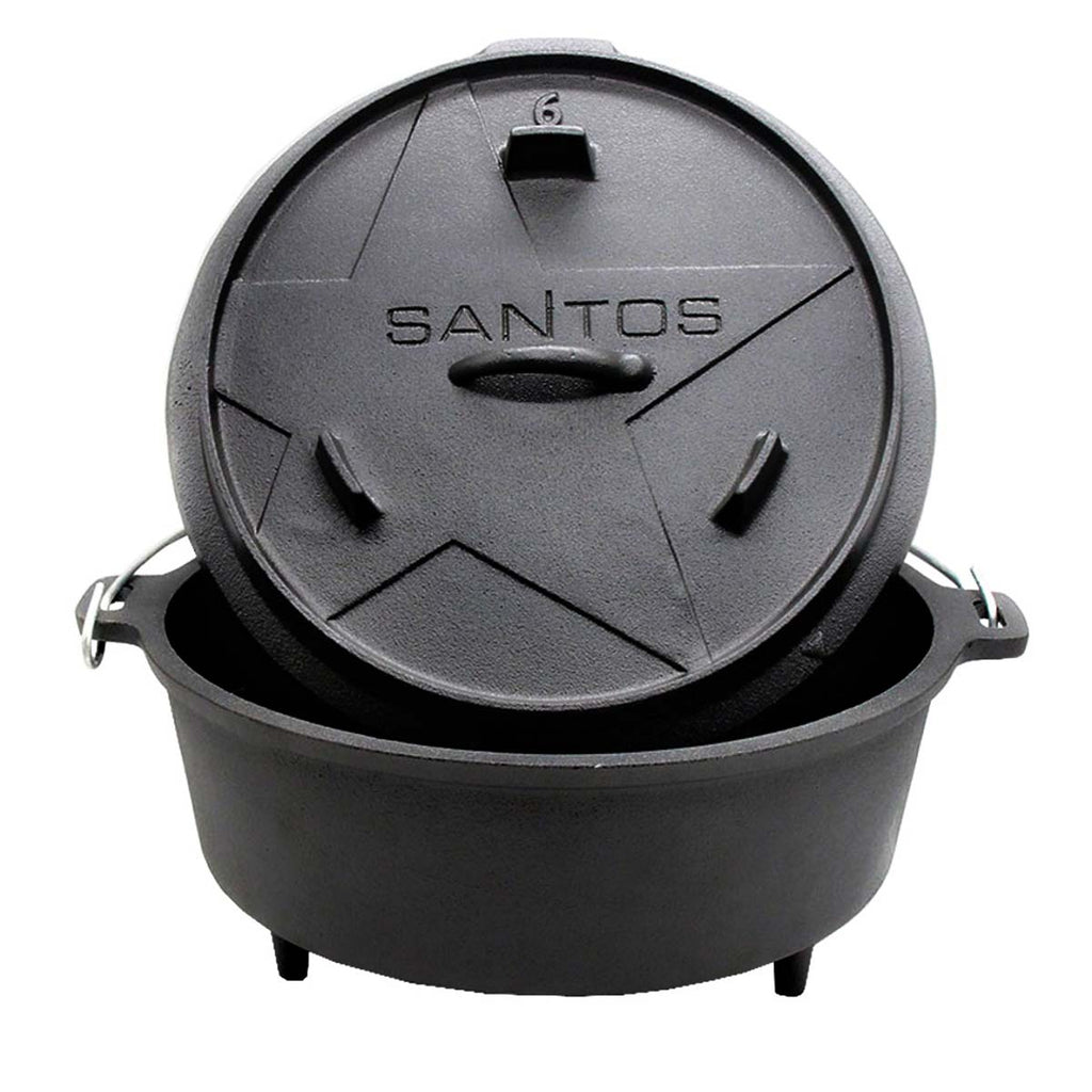 Dutch oven 6 qt med føtter støpejern SANTOS forfra
