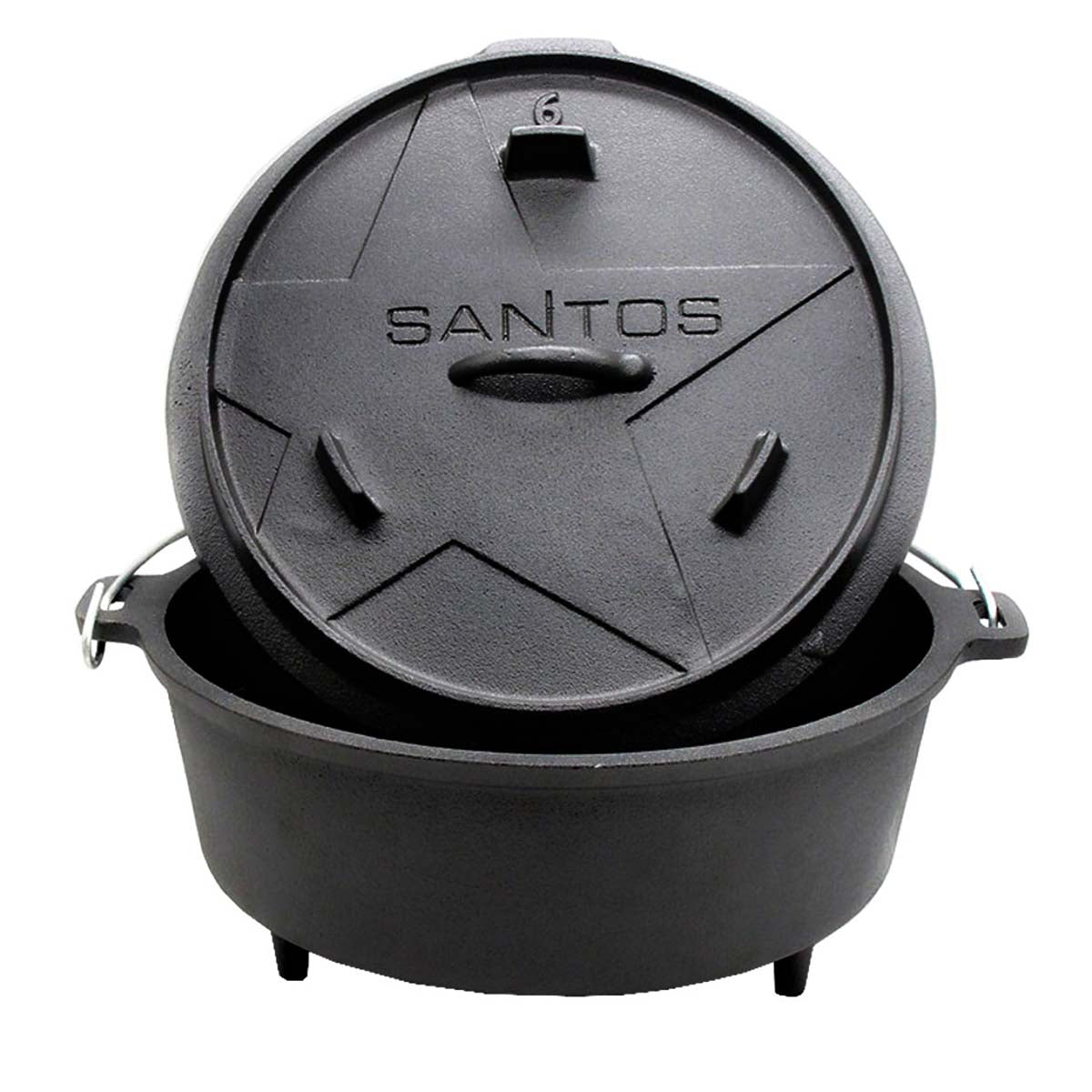 Dutch oven 6 qt med føtter støpejern SANTOS forfra