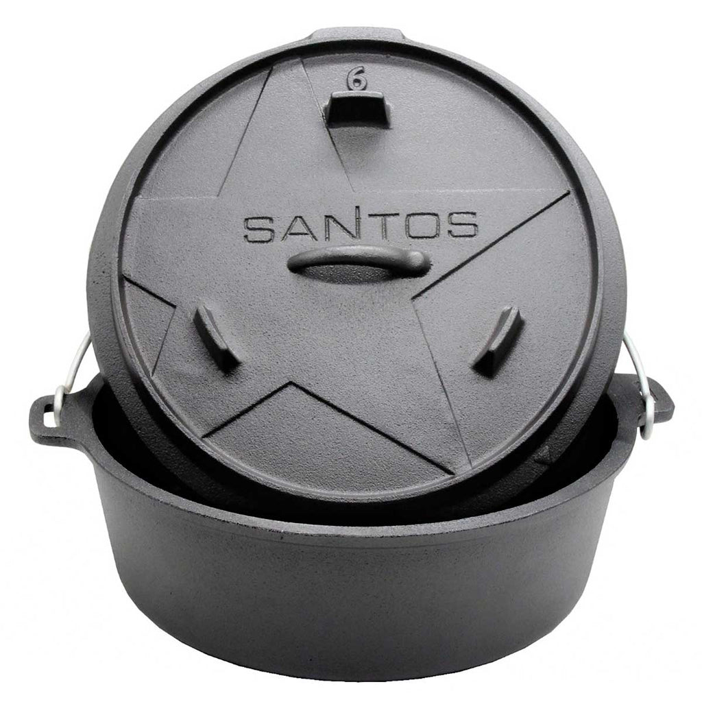 Dutch oven 6 qt støpejern uten føtter - SANTOS forfra