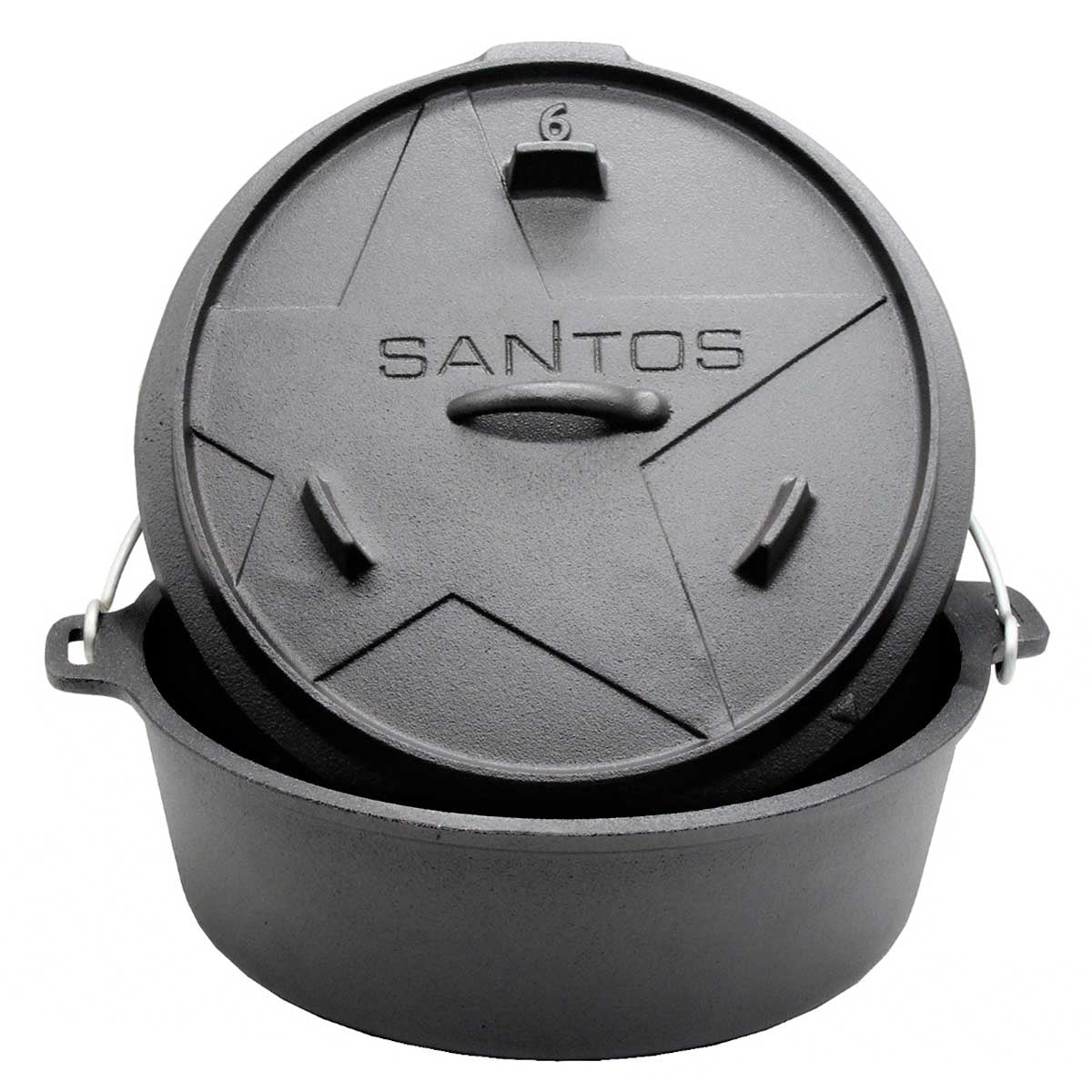 Dutch oven 6 qt støpejern uten føtter - SANTOS forfra