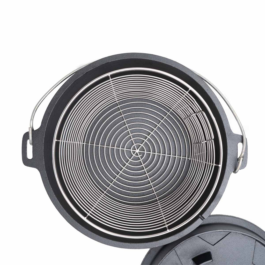 Visning av bunn på Dutch oven 6 qt uten føtter med friterkurv - SANTOS