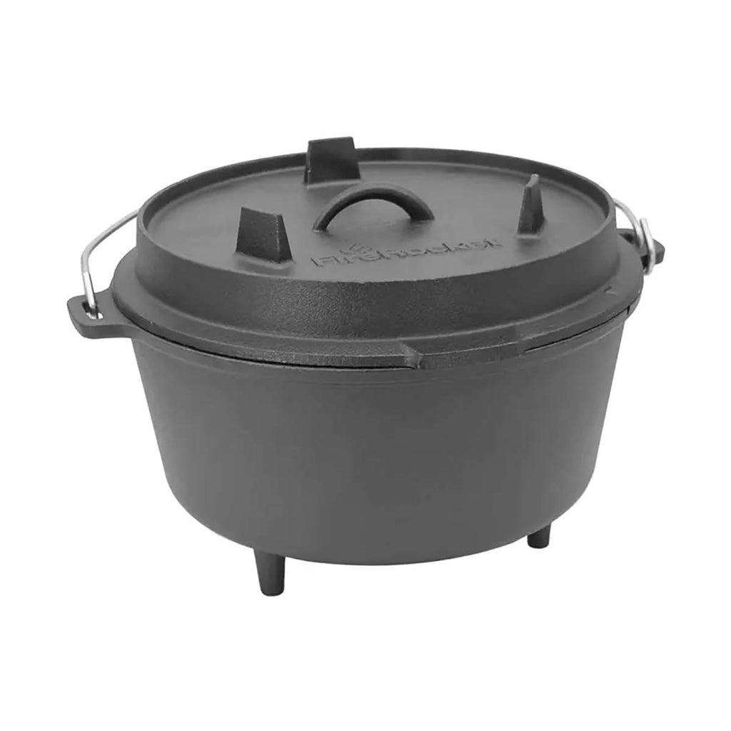 Dutch oven 9 qt 8,5 l med trefot støpejern med lokk brukt som stekepanne