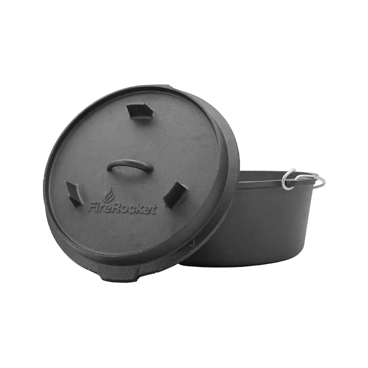 Dutch oven 9 qt 8,5 l støpejern uten føtter FireRocket bakside