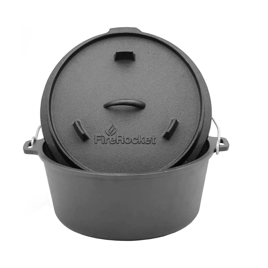 Dutch oven 9 qt 8,5 l støpejern uten føtter FireRocket på grill