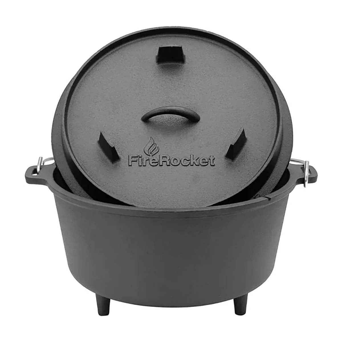 Dutch oven 9 qt 8,5 l med trefot støpejern i bruk på grill