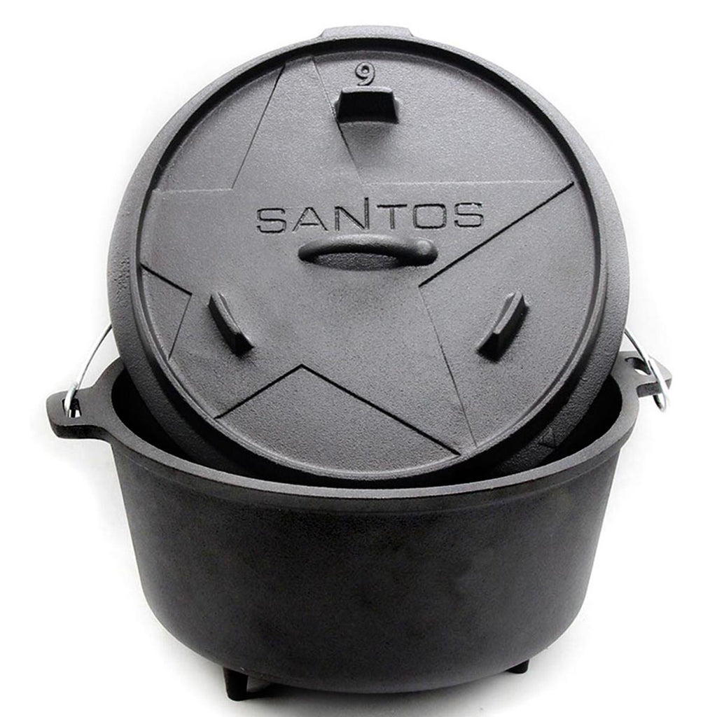 Detalj av Dutch oven 9 qt med føtter støpejern SANTOS