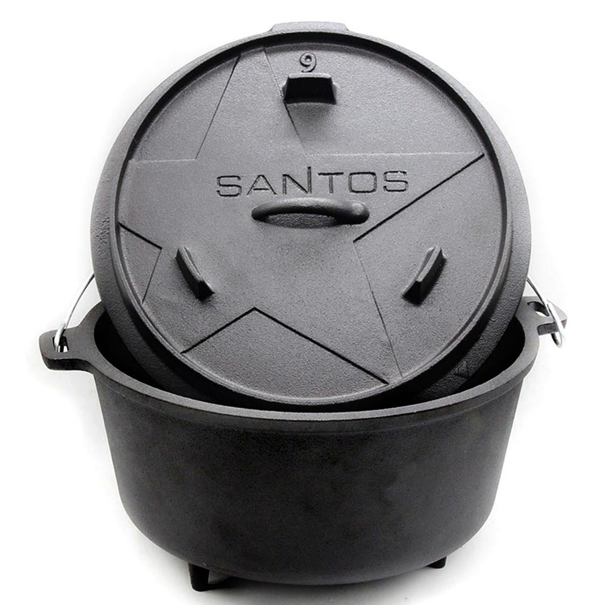 Detalj av Dutch oven 9 qt med føtter støpejern SANTOS