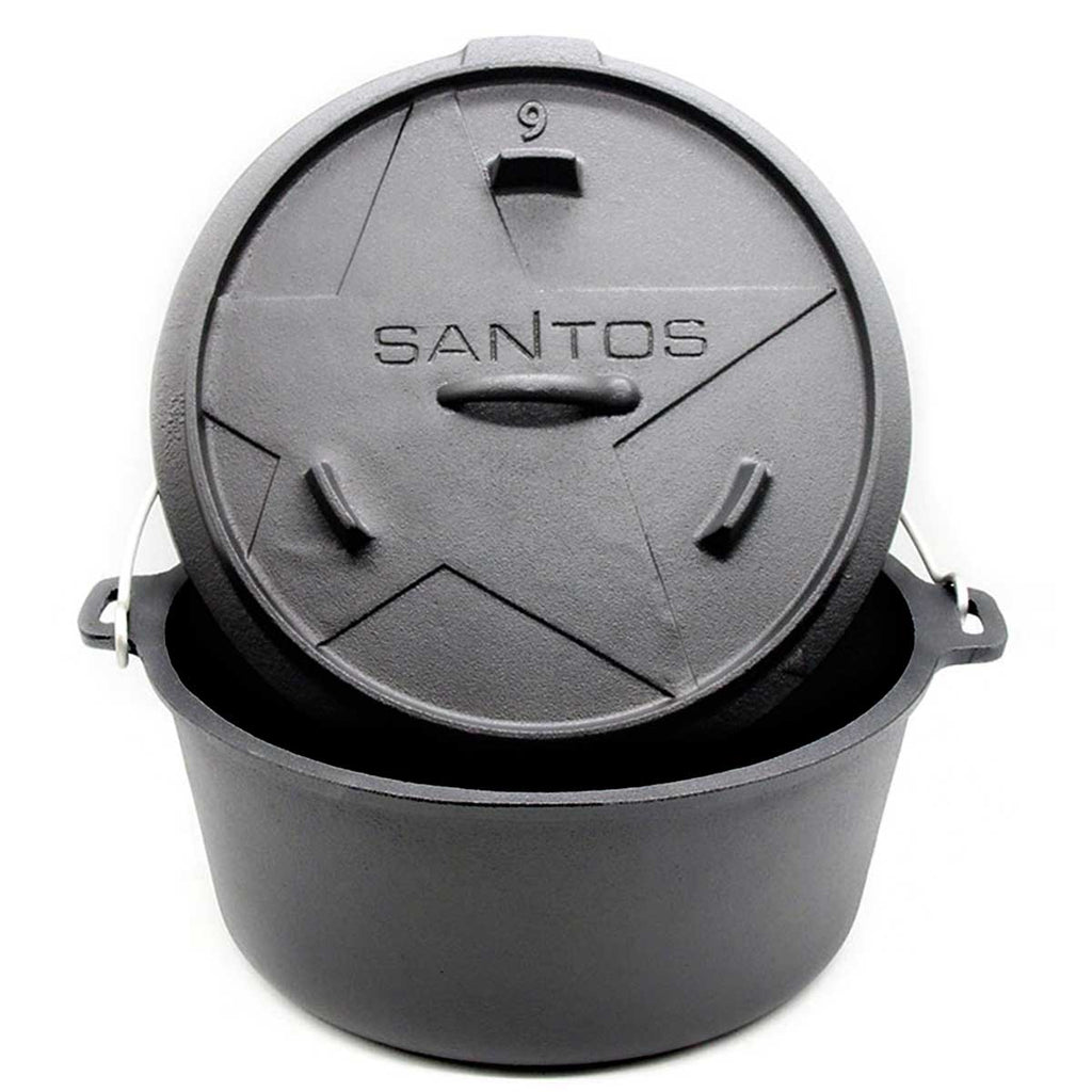 Dutch oven 9 qt uten føtter med friturkurv støpejern - SANTOS bakside