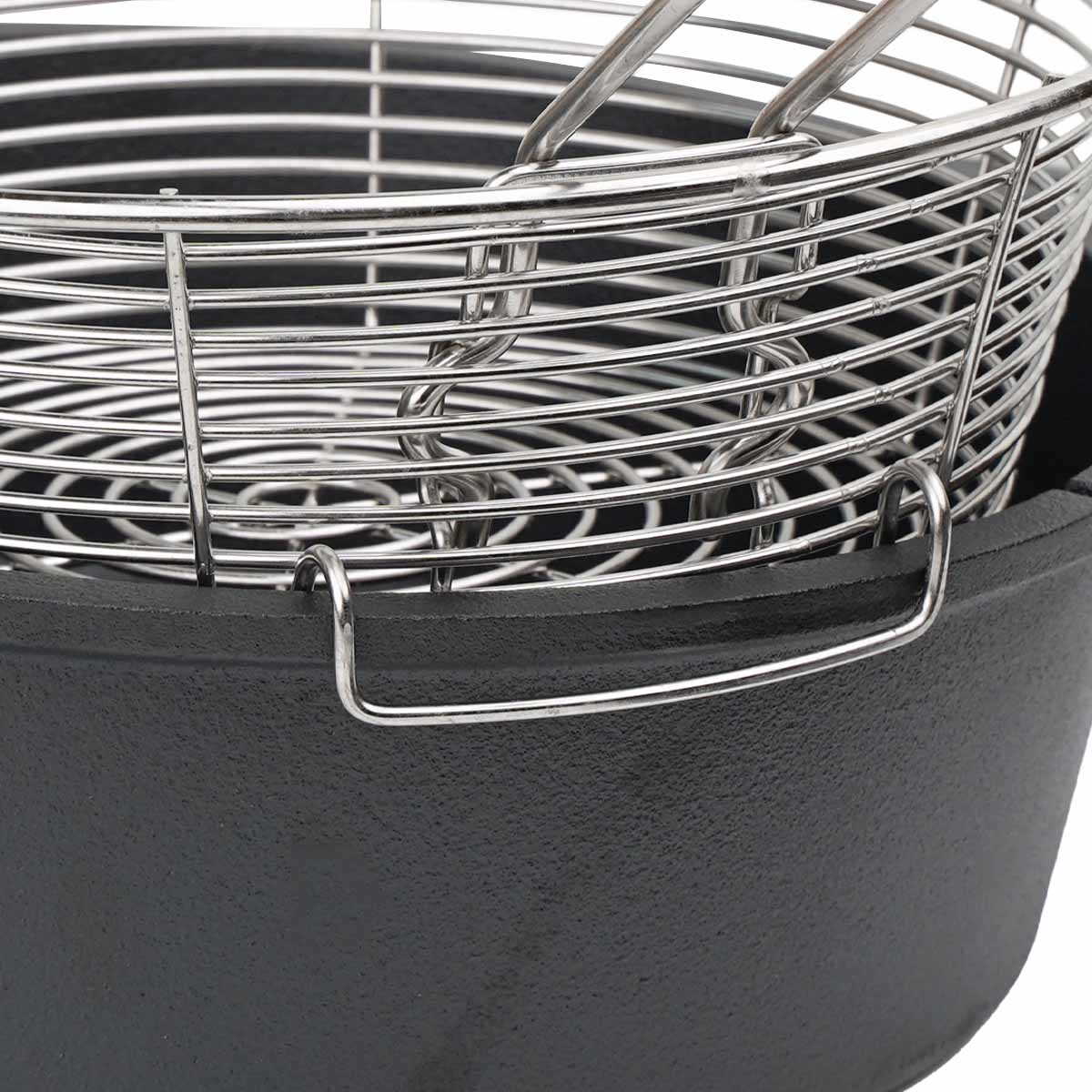 Dutch oven 9 qt uten føtter med friturkurv støpejern - SANTOS pakketilstand