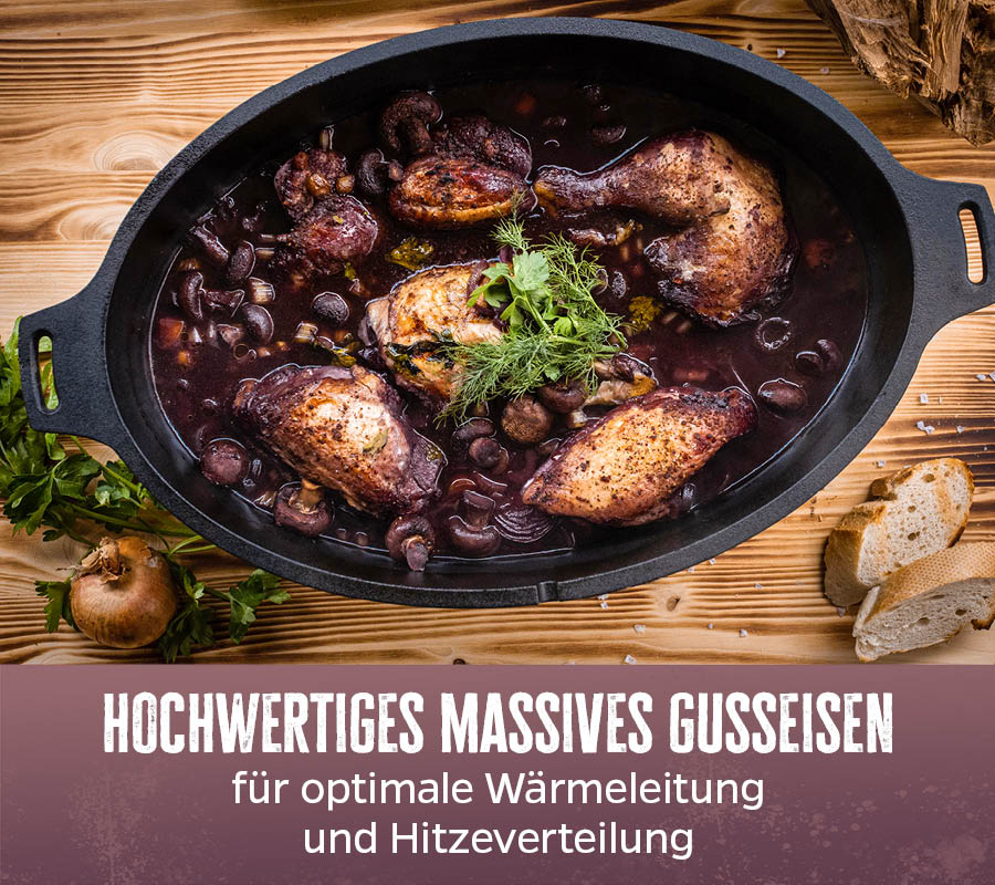 Dutch oven BBQ Edition DO 6,5 oval flat støpejern 6,4 l med lokk