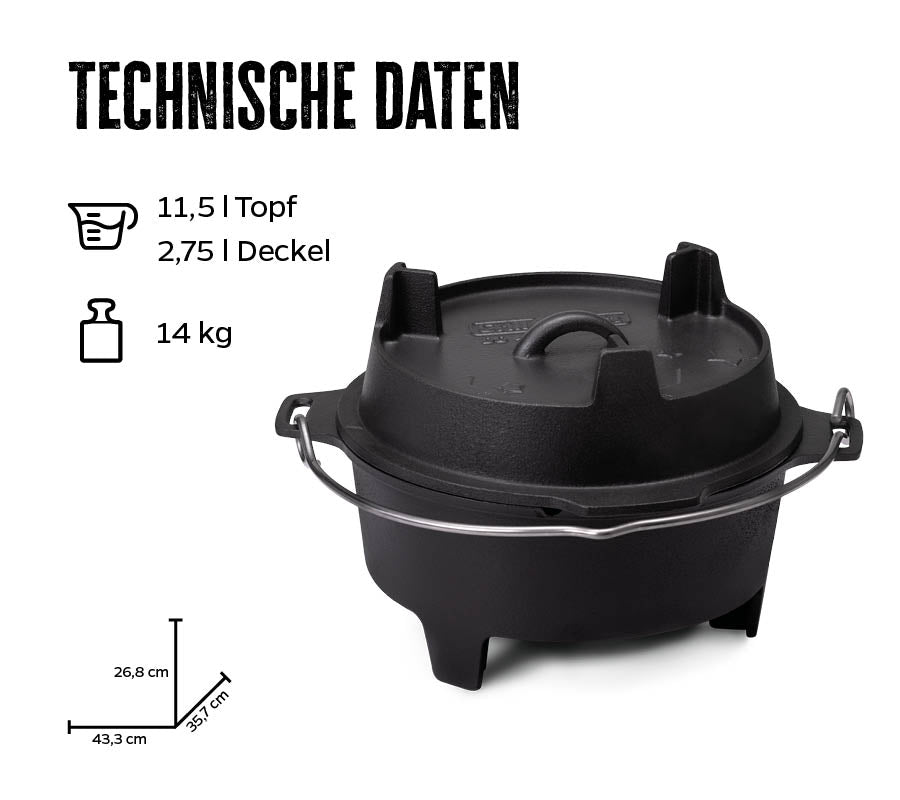 Dutch oven BBQ Edition DO12 emaljert støpejern detalj av lokk