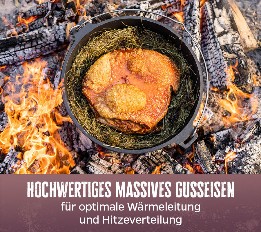 Dutch oven BBQ Edition DO20 19 liter støpejern nærbilde av T-føtter