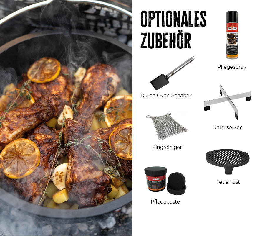 Dutch oven BBQ Edition DO20 støpejern 19 l med bok emballasje og bok