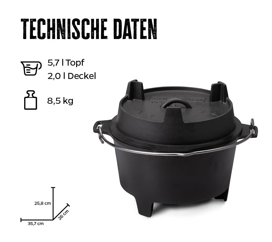 Dutch oven BBQ Edition DO6 støpejern bakside
