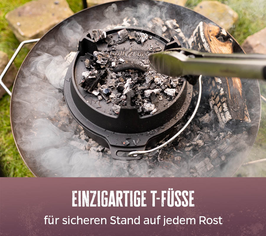 Dutch oven BBQ Edition DO9 støpejern montert på grill