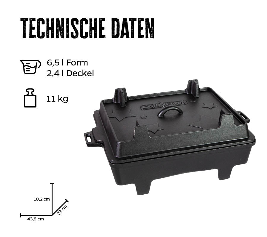 Dutch oven BK6 brødform støpejern 6,5 liter grillfürst bakside