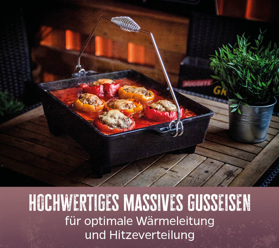 Nærbilde av T-føtter på Dutch oven BK6 brødform støpejern 6,5 liter grillfürst