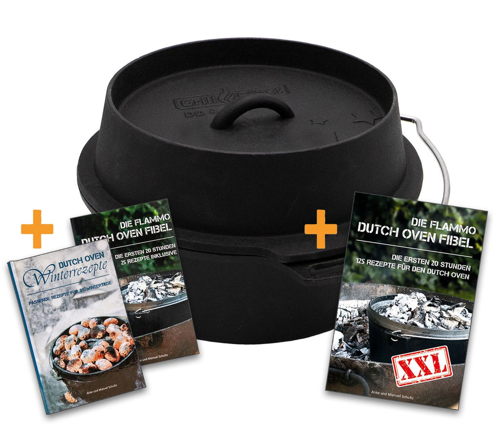 Dutch oven DO4 emaljert støpejern 3,8 l flat bunn forfra