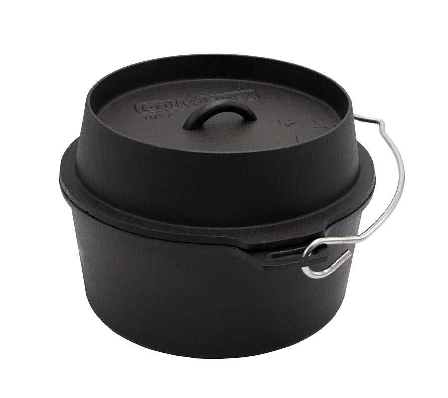 Dutch oven DO6 emaljert støpejern 5,7 l flat bunn bakside